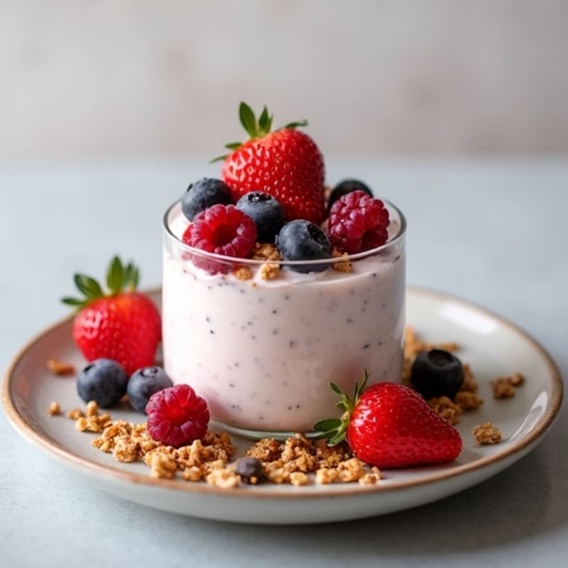 Greek Yogurt Protein Mousse with Mixed Berries