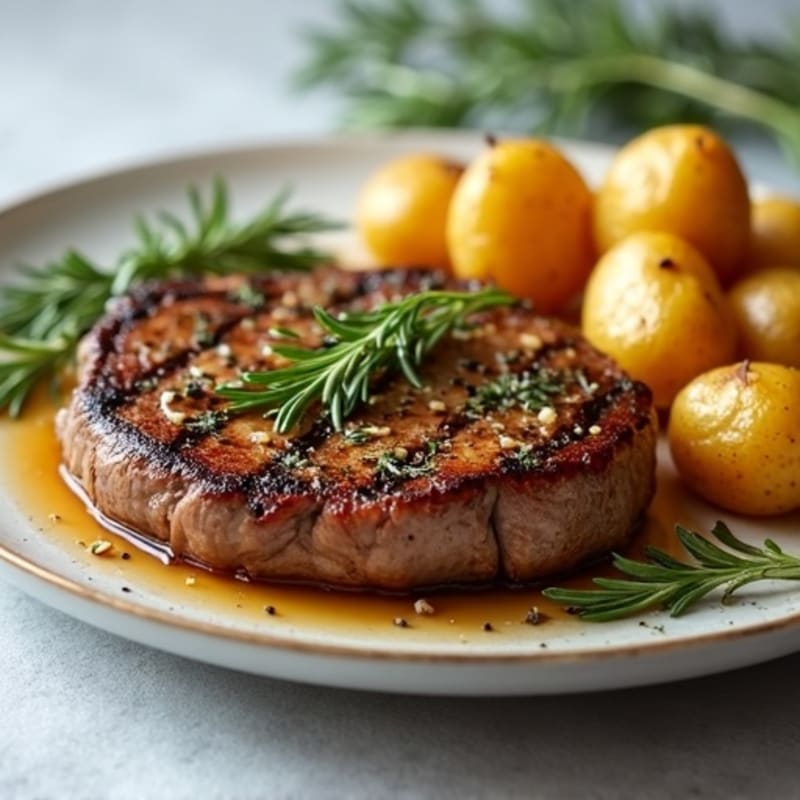 Herb-Garlic Butter Seared Steak with Roasted Baby Potatoes