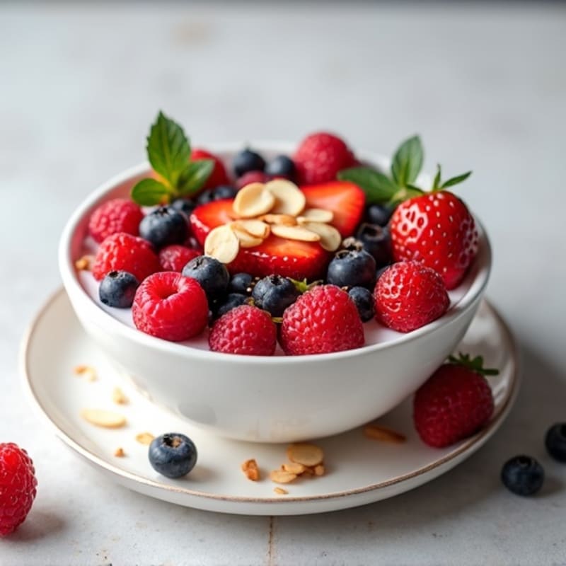 Greek Yogurt Protein Bowl with Mixed Berries and Almonds