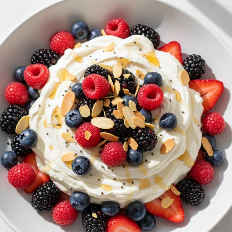 Greek Yogurt Protein Mousse with Mixed Berries