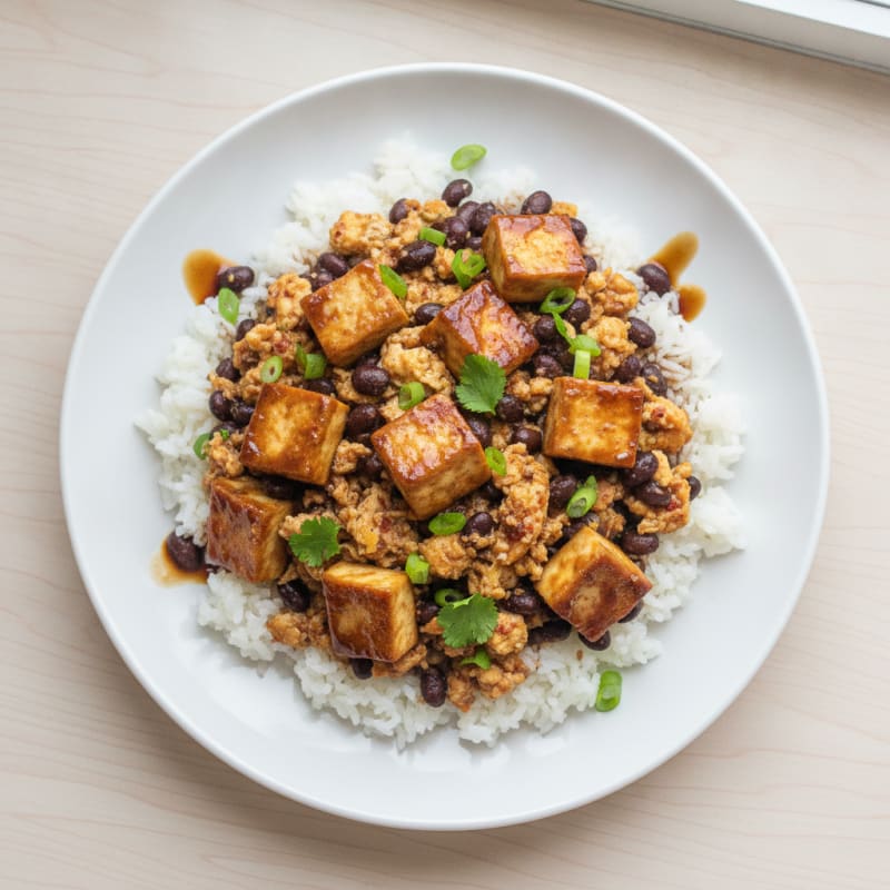 Soy-Glazed Tofu and Black Bean Scramble