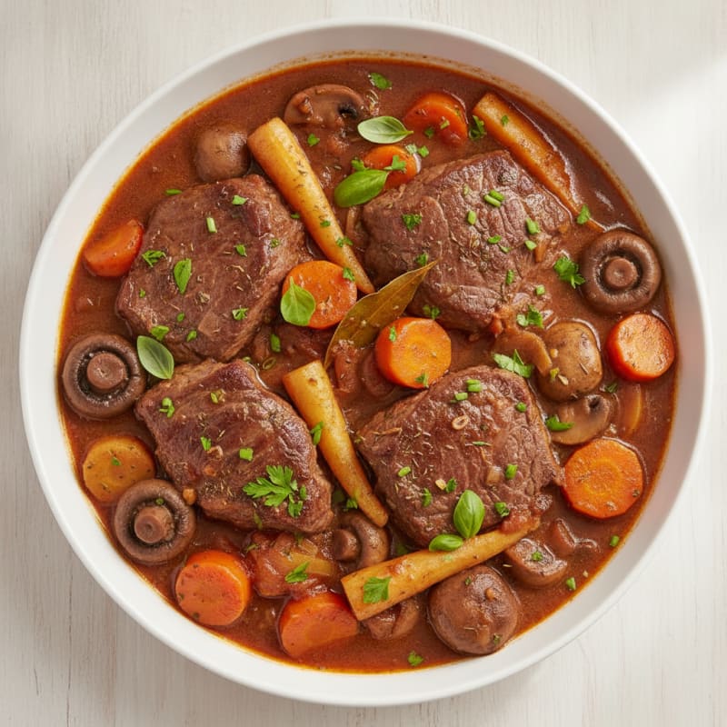 Beef Bourguignon with Root Vegetables