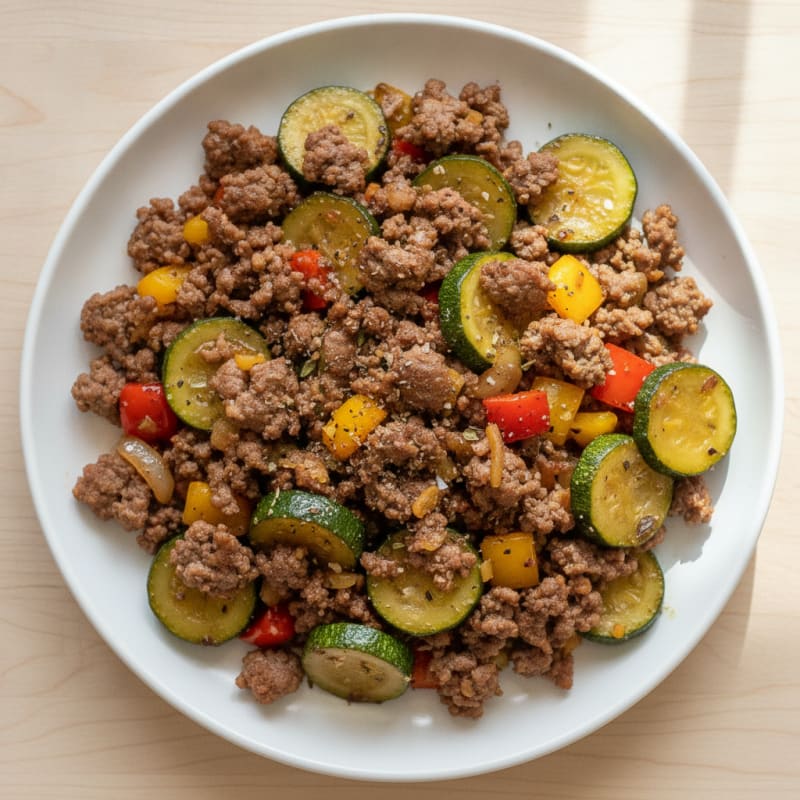 Savory Ground Beef and Zucchini Skillet
