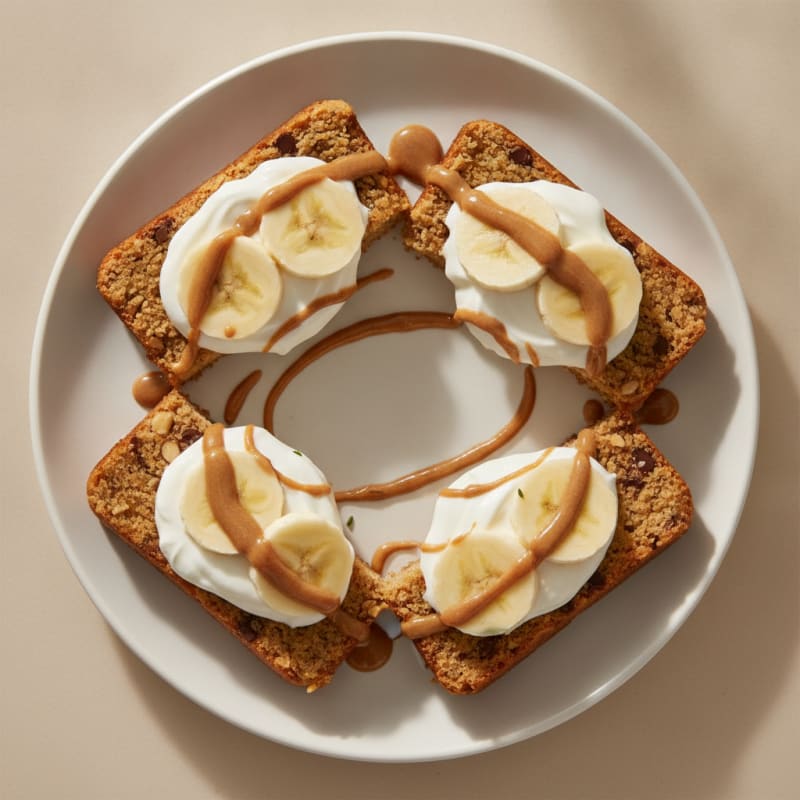 Peanut Butter Protein Bar with Greek Yogurt and Sliced Banana