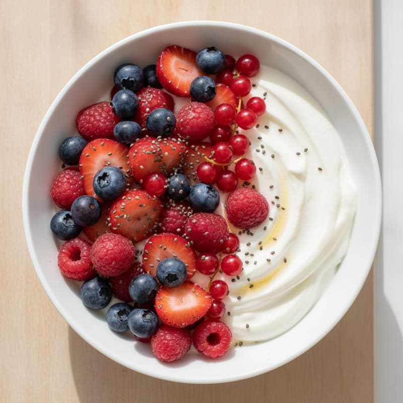 Silky Greek Yogurt Protein Pudding with Mixed Berries