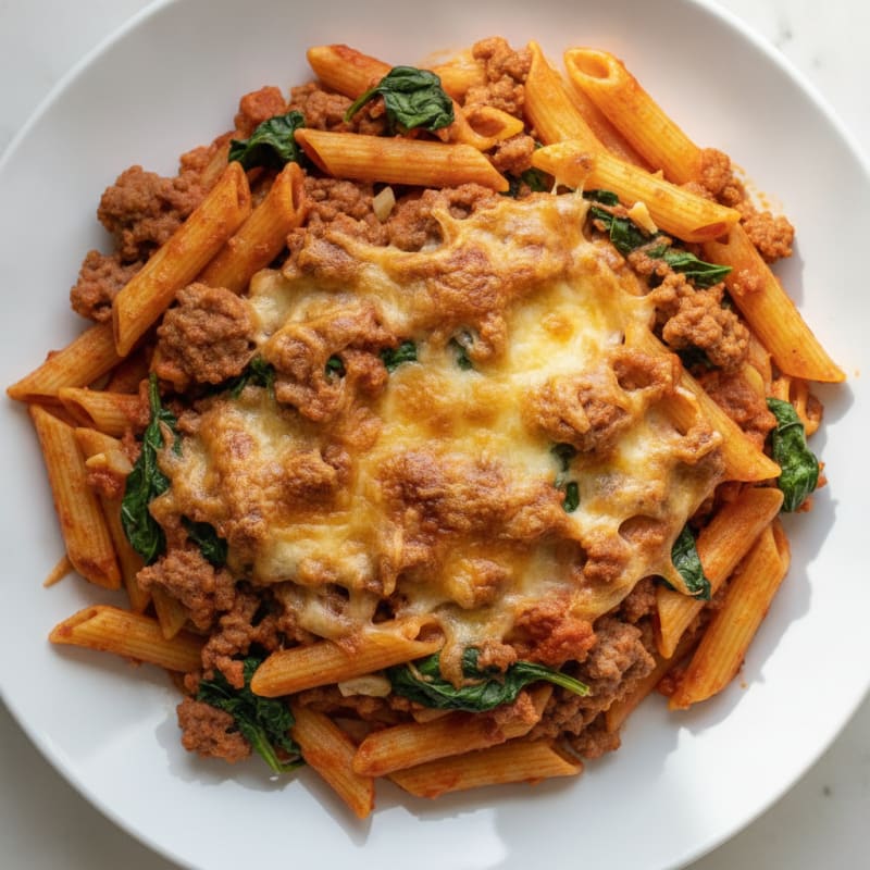 Lean Beef and Spinach Pasta Bake