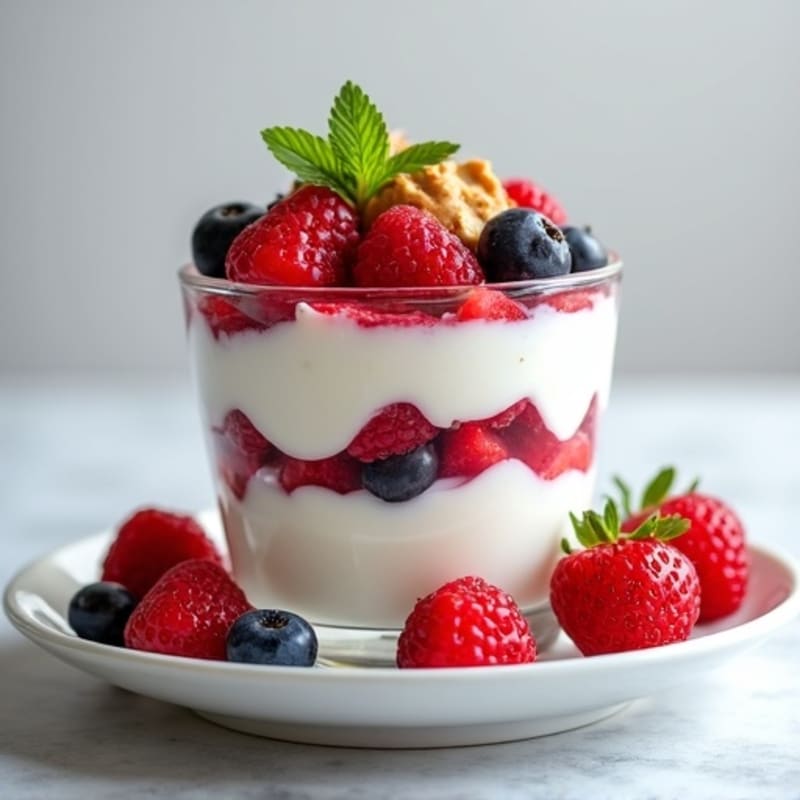 Greek Yogurt Protein Parfait with Berries and Almond Butter