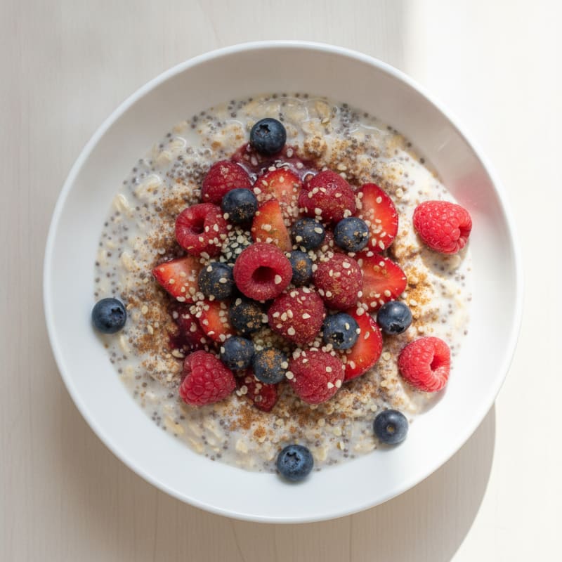 High-Protein Berry Chia Overnight Oats