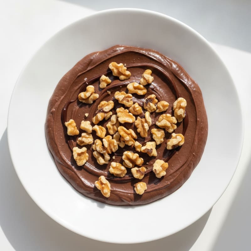 Greek Yogurt Chocolate Protein Pudding with Toasted Walnuts