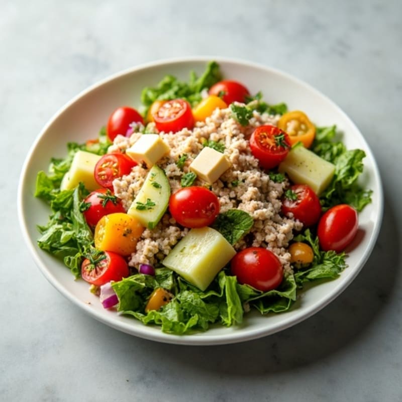 Lean Turkey and Provolone Chopped Salad with Crispy Vegetables and Zesty Herb Vinaigrette