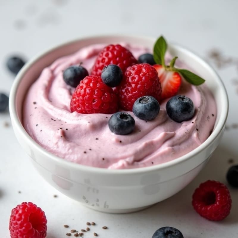 Greek Yogurt Protein Mousse with Mixed Berries
