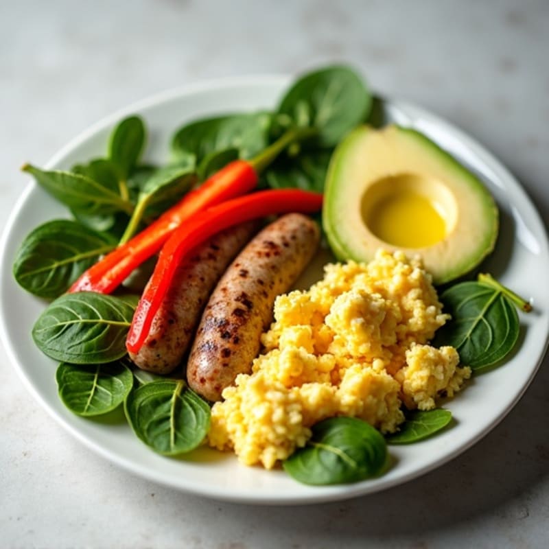Egg White Scramble with Spinach and Turkey Sausage