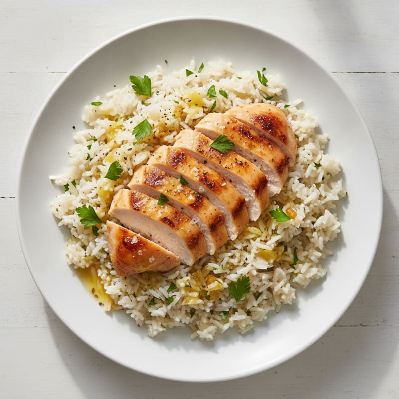 Lemon Herb Rice Pilaf with Roasted Chicken