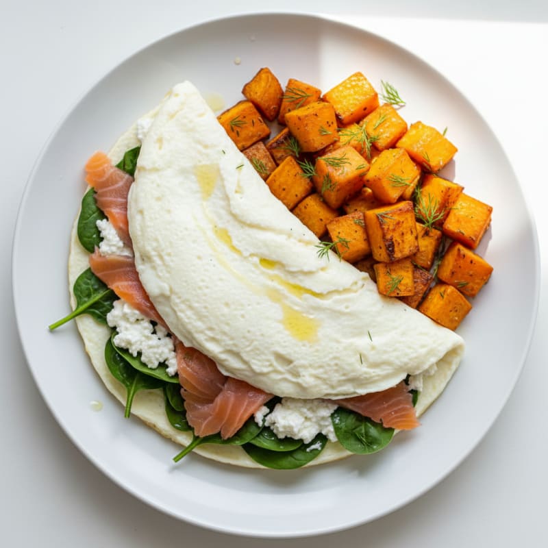 Egg White Omelette with Smoked Salmon and Spinach