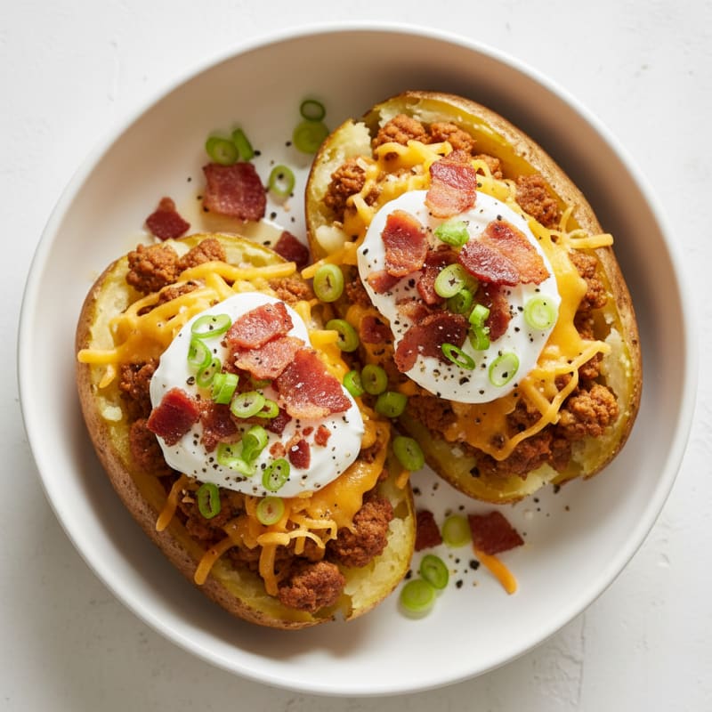 Creamy Loaded Baked Potatoes with Crispy Bacon