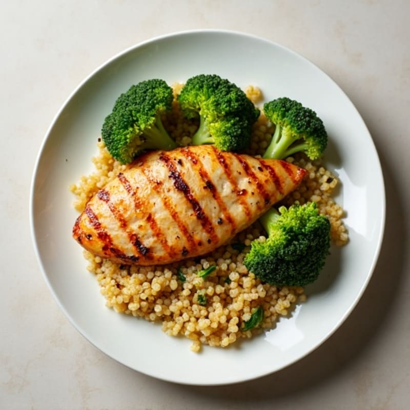 Grilled Chicken Breast with Quinoa and Steamed Broccoli