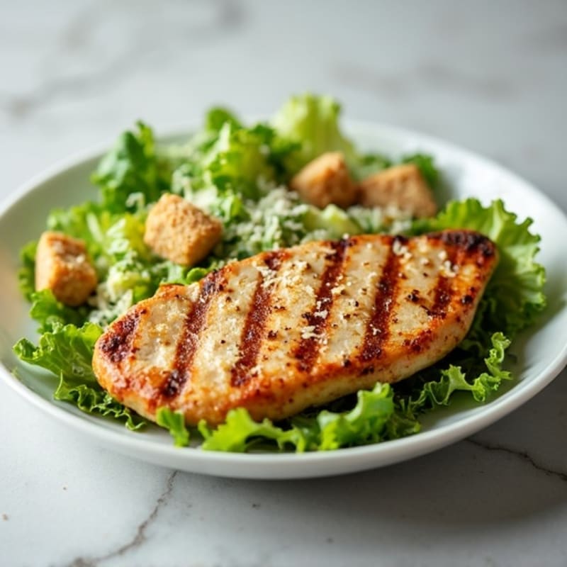 Grilled Chicken Caesar Salad with Crispy Romaine