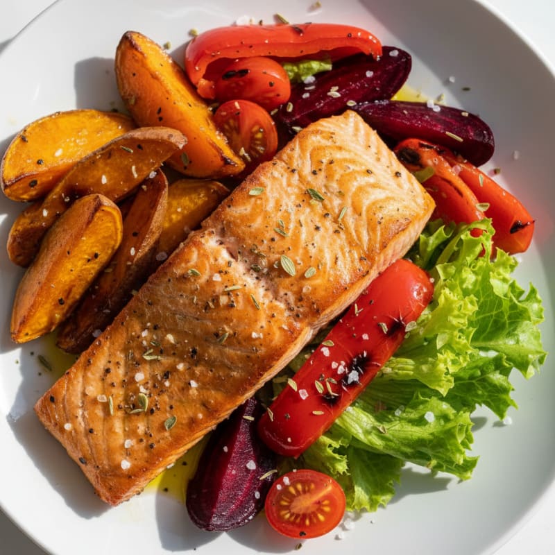 Pan-Seared Salmon with Roasted Root Vegetables