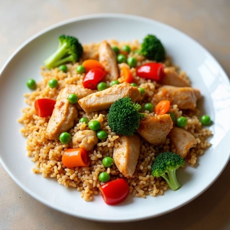 Chicken and Brown Rice Stir-Fry with Crunchy Veggies