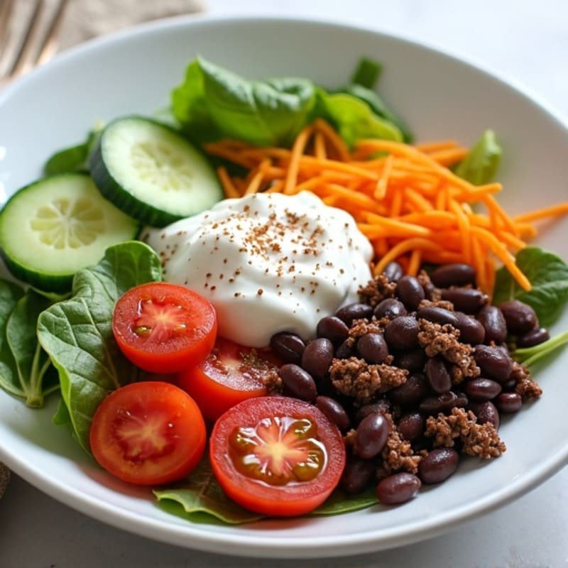 Lean Ground Beef Protein Bowl with Creamy Dressing
