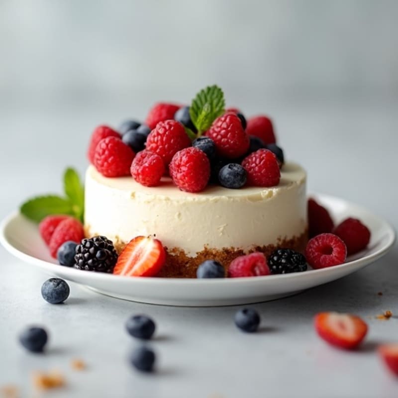 Creamy Greek Yogurt Protein Cheesecake with Fresh Berries