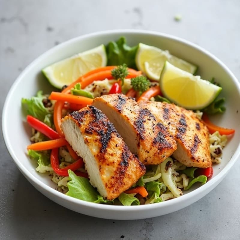 Grilled Chicken Breast with Crunchy Cabbage Slaw