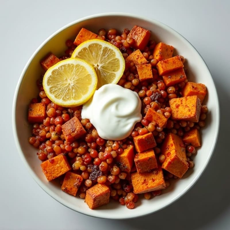 Hearty Spiced Lentil and Roasted Sweet Potato Bowl