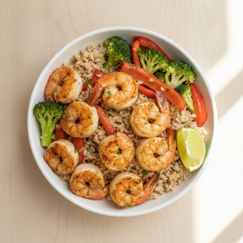Grilled Shrimp and Brown Rice Power Bowl