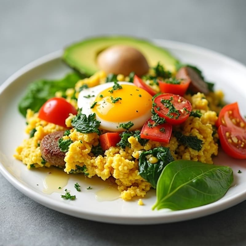 Egg White and Spinach Scramble with Turkey Sausage