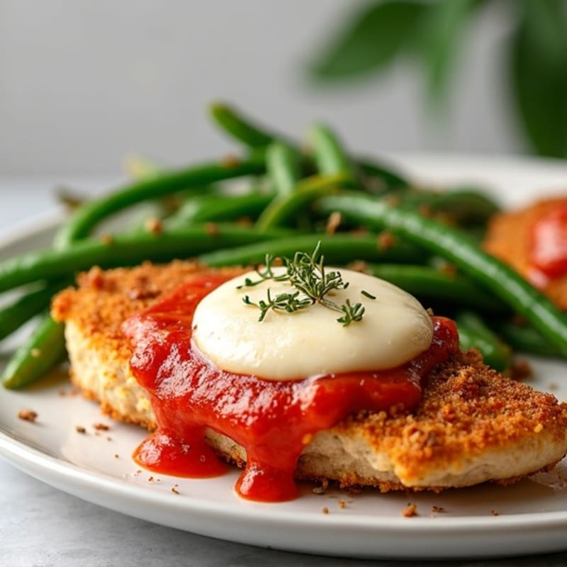 Crispy Baked Chicken Parmesan with Roasted Green Beans