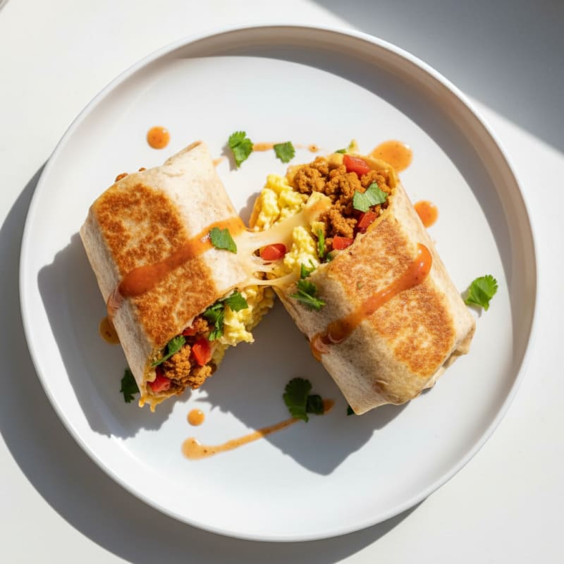 Crispy Chorizo and Egg Breakfast Burrito