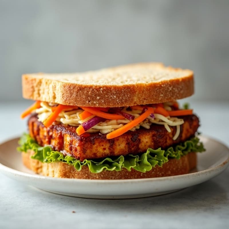 Smoky BBQ Tempeh Sandwich with Fresh Slaw