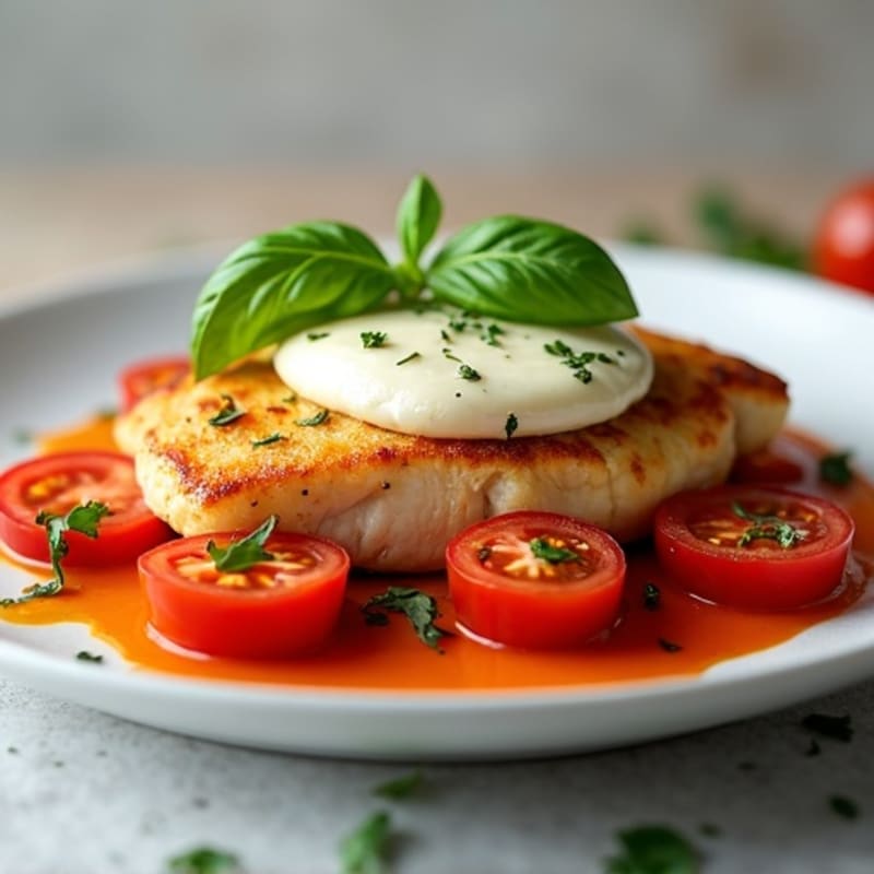 Baked Chicken with Fresh Tomato, Melty Mozzarella, and Basil