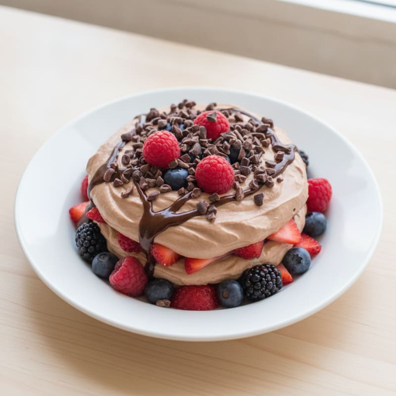 Chocolate Protein Yogurt Parfait with Mixed Berries