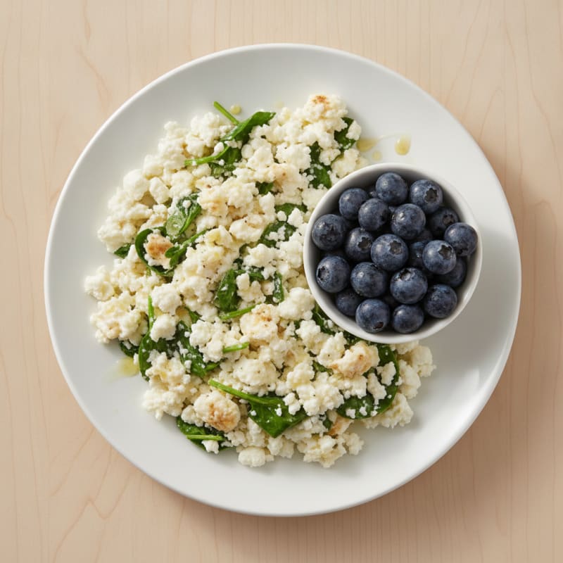 Egg White and Cottage Cheese Scramble with Blueberries
