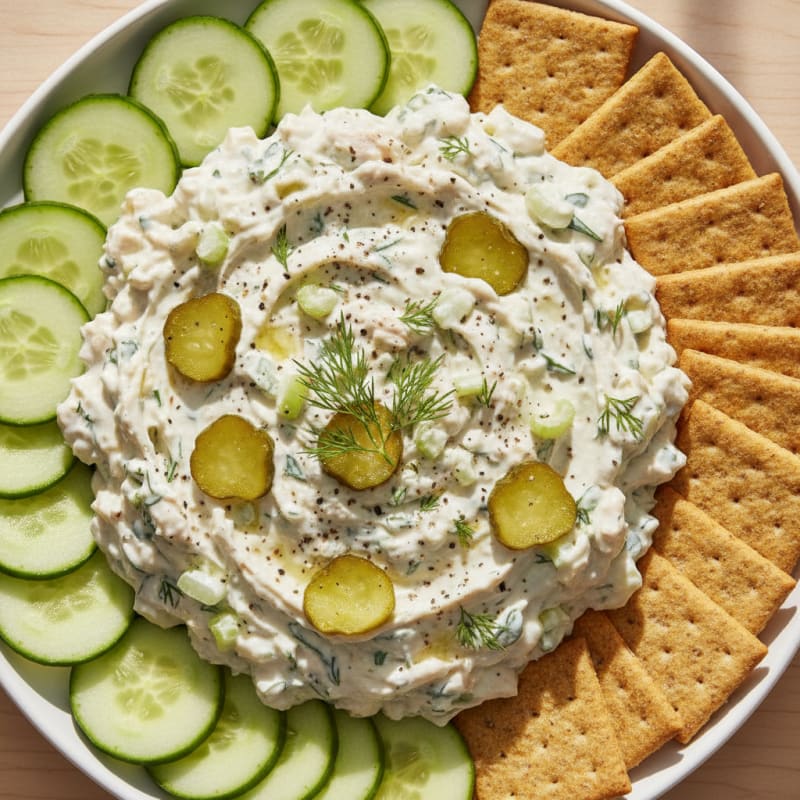 High-Protein Dill Pickle Chicken Dip Bowl