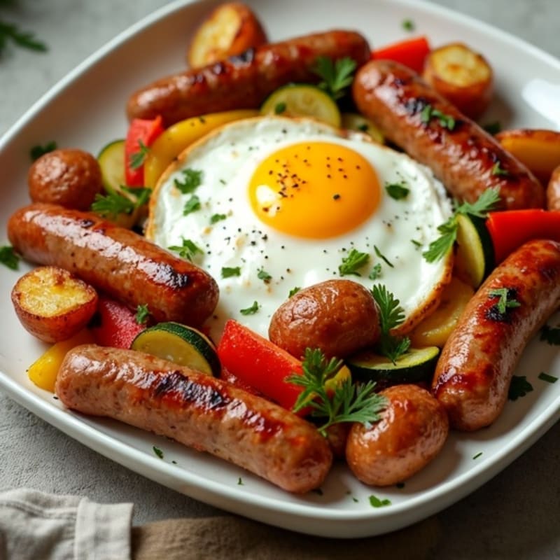 Sheet Pan Sausage and Crispy Potato Bake