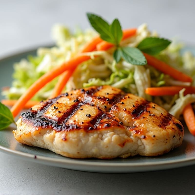 Grilled Chicken Breast with Crunchy Cabbage Slaw