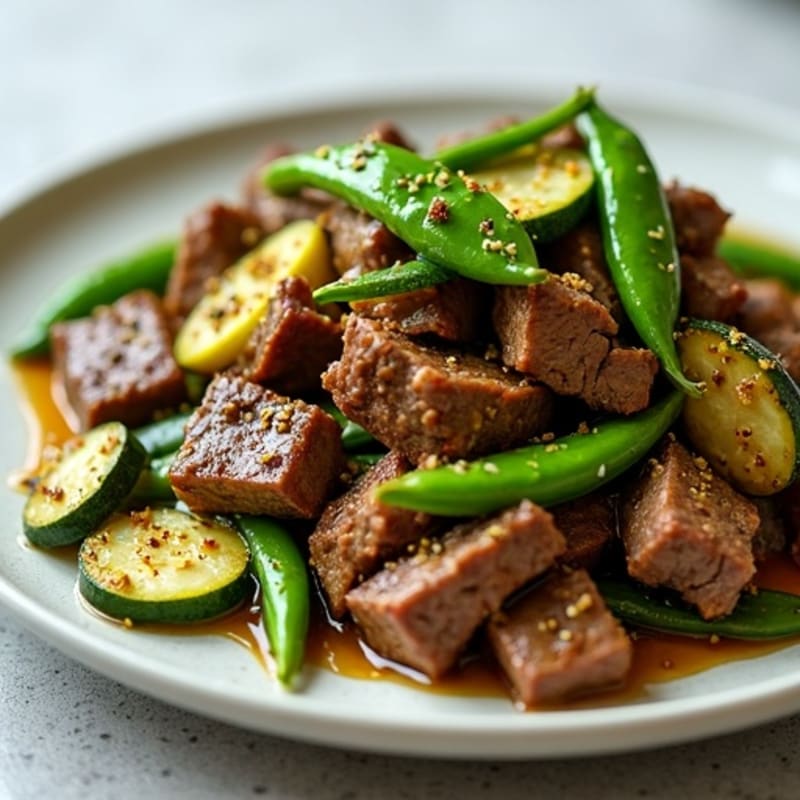 Lean Beef Stir Fry with Zucchini and Snap Peas