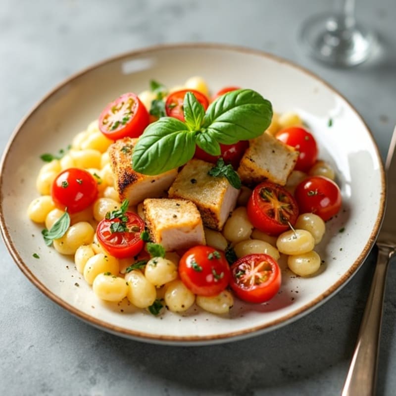 Crispy Pan-Seared Ricotta Gnocchi with Blistered Tomatoes and Fresh Basil