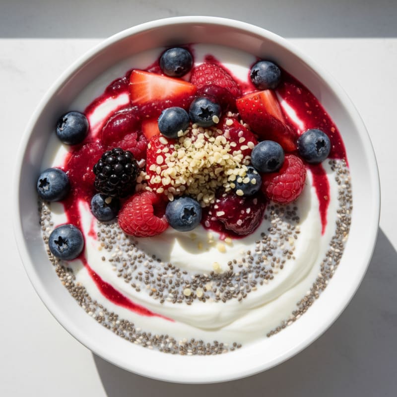 Creamy Greek Yogurt Parfait with Chia Seeds and Mixed Berries