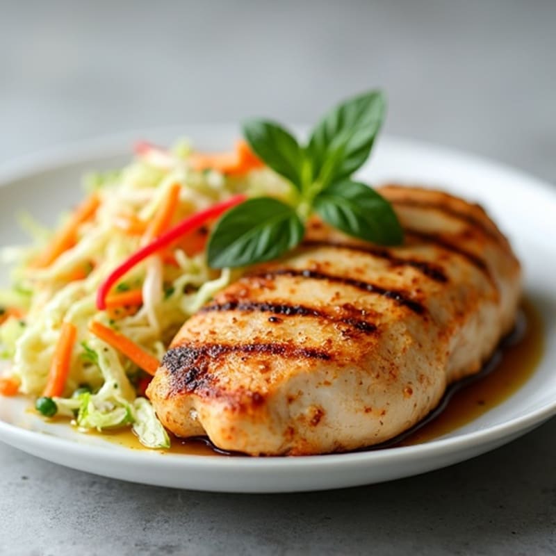 Grilled Chicken Breast with Crunchy Cabbage Slaw