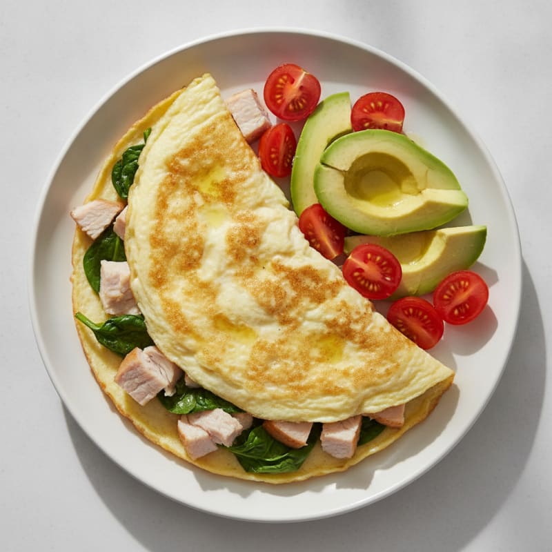 Egg White Omelette with Spinach and Turkey Breast