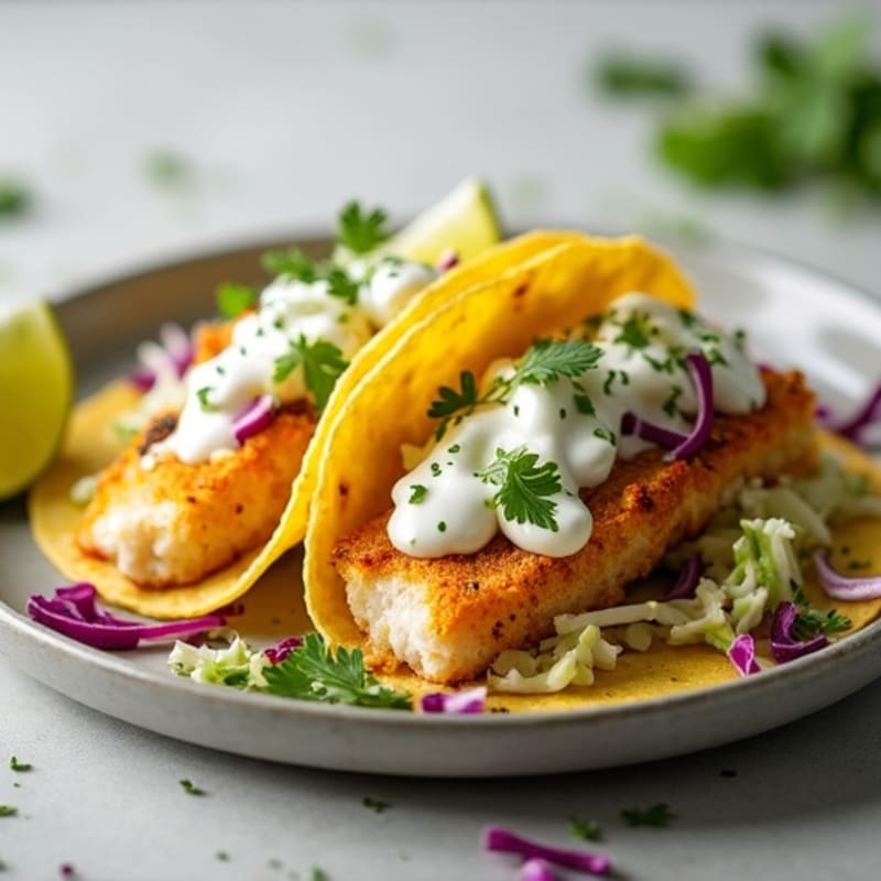 Crispy Baked White Fish Tacos with Fresh Slaw