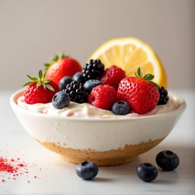 Creamy Lemon Berry Protein Cheesecake Bowl