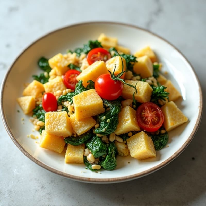 Egg and Spinach Scramble with Cherry Tomatoes