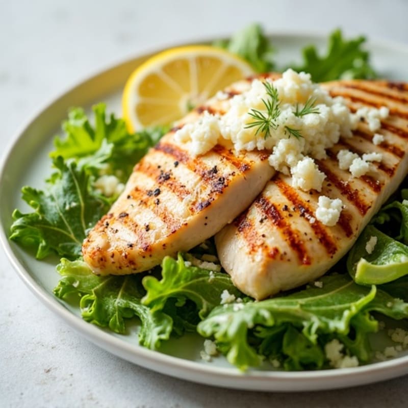Grilled Chicken Crispy Romaine Caesar Salad with Creamy Lemon-Garlic Dressing