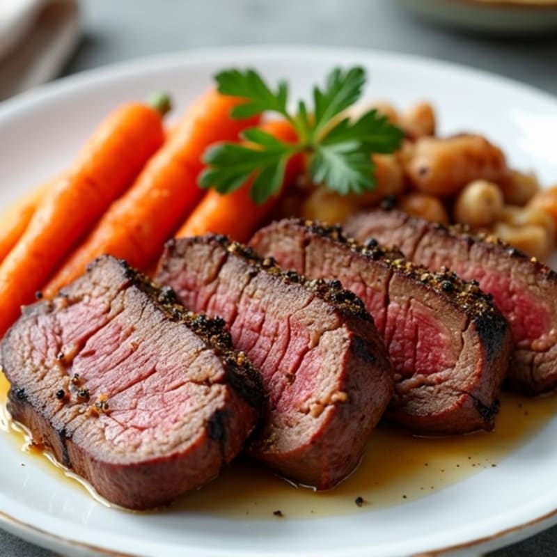 Tender Smoky Lean Brisket with Roasted Root Vegetables