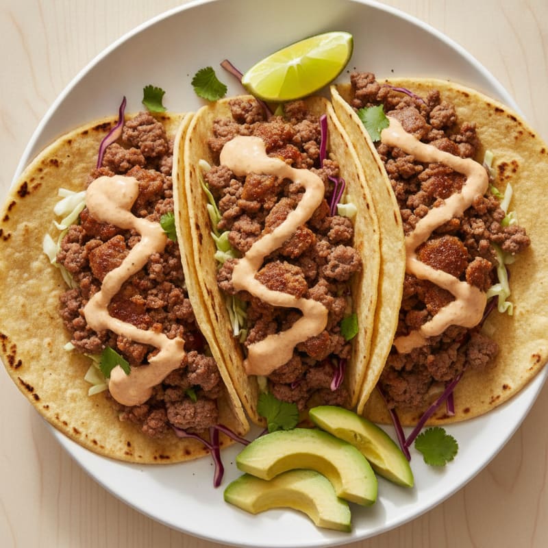 Ground Beef Tacos with Chipotle Crema