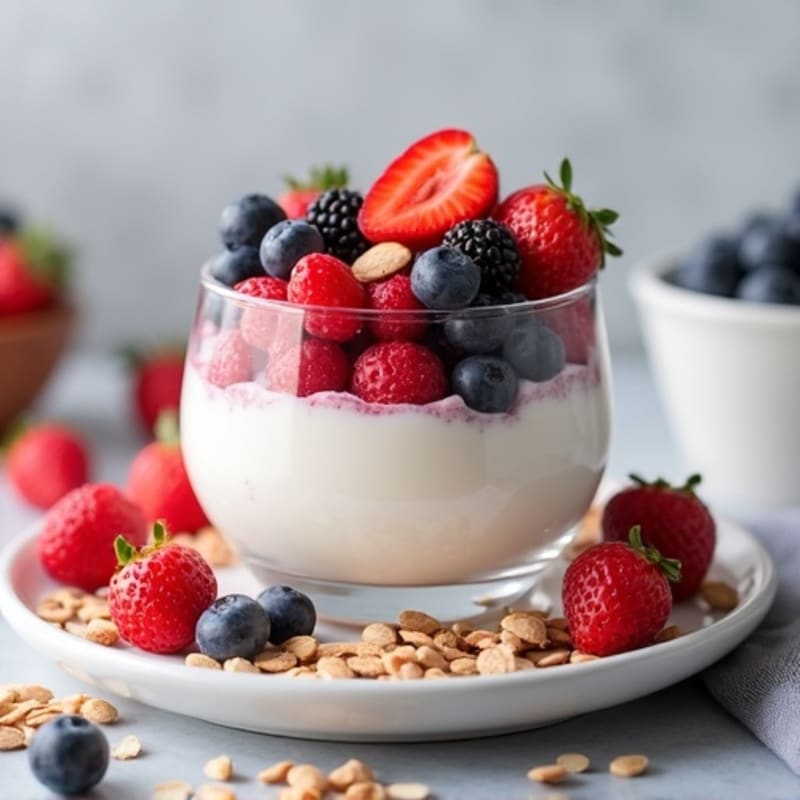 Greek Yogurt Protein Mousse with Mixed Berries